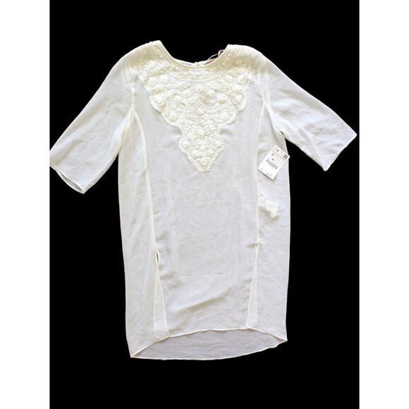 NWT Zara Embroidered Sheer women's White Top Size Small lightweight - Picture 2 of 8